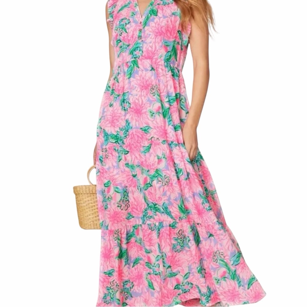 Lilly Pulitzer Destini Maxi Dress in Pink‎ Blossom Size 00